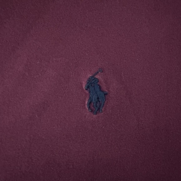 Polo Ralph Lauren Men's Large Custom Slim Fit Pullover Shirt Burgundy Crew Neck - Picture 3 of 8